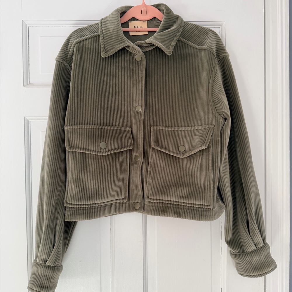 Tahari Olive Utility Corduroy Jacket